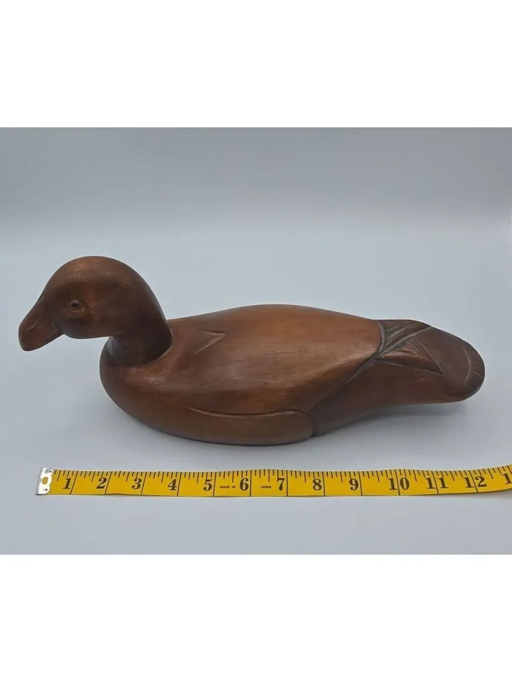 Vintage Hand Carved Wood Duck Figurine 13